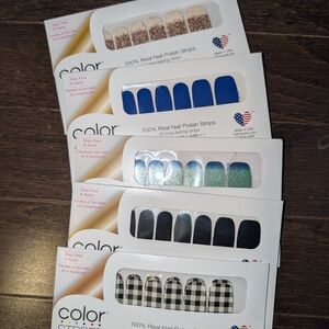 Color Street Nail Strips Collection - Blue, Black, Gold, Plaid